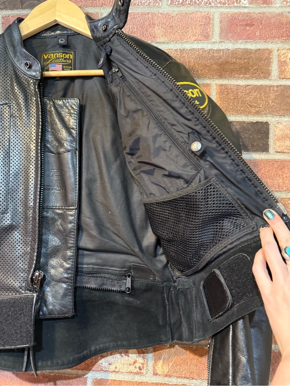 Vanson Cobra leather motorcycle vent jacket size 10 - Picture 11 of 13